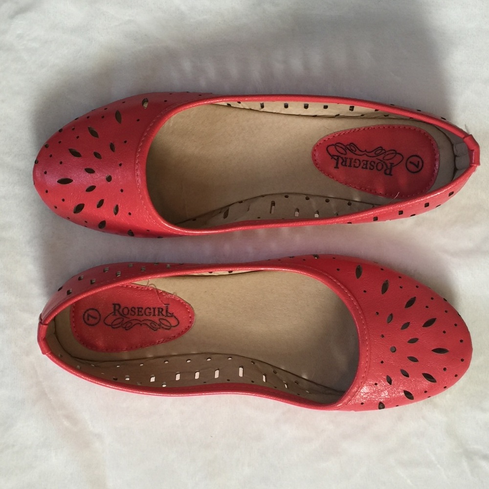 RoseGirl Hot Coral Lasercut Flats